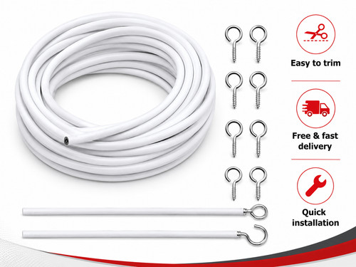 Net curtain wire white - net,