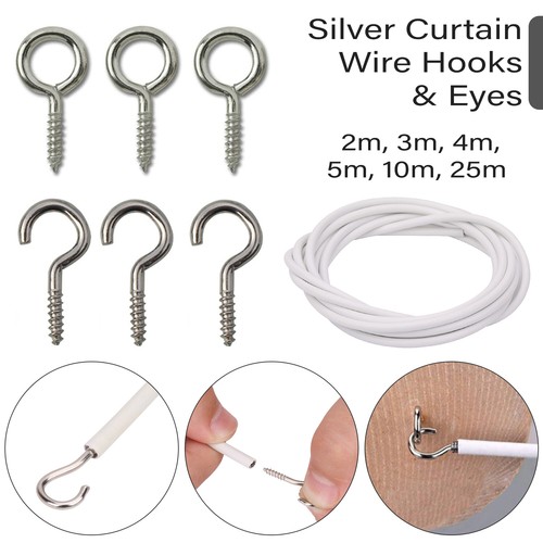 25m white net curtain wire - 2m-25m,