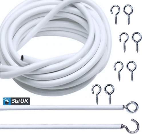 Net curtain wire white - net,